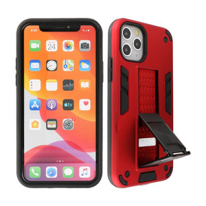 Hoesje met Magnetic Stand Hard Case Geschikt voor de iPhone 11 Pro Max - Stand Shockproof Telefoonhoesje - Grip Stand Back Cover - Rood