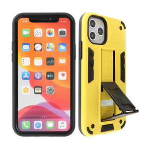 Hoesje met Magnetic Stand Hard Case Geschikt voor de iPhone 11 Pro Max - Stand Shockproof Telefoonhoesje - Grip Stand Back Cover -  Geel