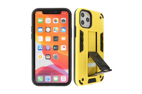 Hoesje met Magnetic Stand Hard Case Geschikt voor de iPhone 11 Pro Max - Stand Shockproof Telefoonhoesje - Grip Stand Back Cover -  Geel