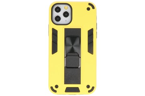 Hoesje met Magnetic Stand Hard Case Geschikt voor de iPhone 11 Pro Max - Stand Shockproof Telefoonhoesje - Grip Stand Back Cover -  Geel