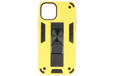 Hoesje met Magnetic Stand Hard Case Geschikt voor de iPhone 11 Pro Max - Stand Shockproof Telefoonhoesje - Grip Stand Back Cover -  Geel