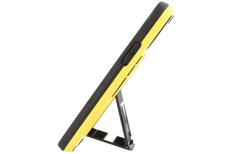 Hoesje met Magnetic Stand Hard Case Geschikt voor de iPhone 11 Pro Max - Stand Shockproof Telefoonhoesje - Grip Stand Back Cover -  Geel