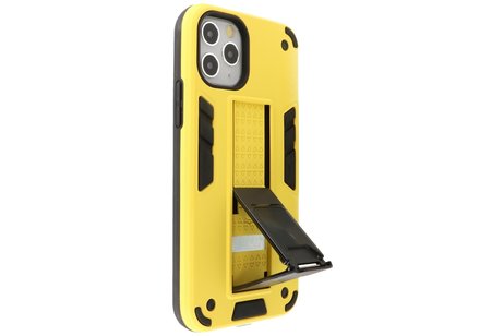 Hoesje met Magnetic Stand Hard Case Geschikt voor de iPhone 11 Pro Max - Stand Shockproof Telefoonhoesje - Grip Stand Back Cover -  Geel