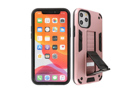 Stand Shockproof Telefoonhoesje - Magnetic Stand Hard Case - Grip Stand Back Cover - Backcover Hoesje voor iPhone 11 Pro Max - Roze