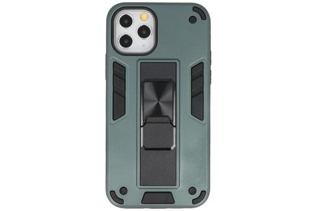 BAOHU Hoesje met Magnetic Stand Hard Case Geschikt voor de iPhone 11 Pro Max - Stand Shockproof Telefoonhoesje - Grip Stand Back Cover - Donker Groen