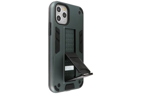 Stand Shockproof Telefoonhoesje - Magnetic Stand Hard Case - Grip Stand Back Cover - Backcover Hoesje voor iPhone 11 Pro Max - Donker Groen