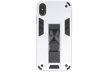 BAOHU Hoesje met Magnetic Stand Hard Case Geschikt voor de iPhone X - iPhone Xs - Stand Shockproof Telefoonhoesje - Grip Stand Back Cover - Zilver