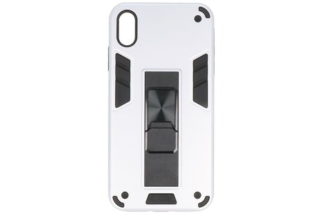 BAOHU Hoesje met Magnetic Stand Hard Case Geschikt voor de iPhone X - iPhone Xs - Stand Shockproof Telefoonhoesje - Grip Stand Back Cover - Zilver