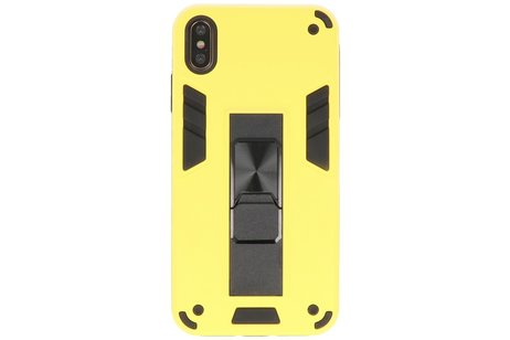 BAOHU Hoesje met Magnetic Stand Hard Case Geschikt voor de iPhone X - iPhone Xs - Stand Shockproof Telefoonhoesje - Grip Stand Back Cover - Geel