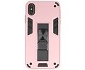 Stand Shockproof Telefoonhoesje - Magnetic Stand Hard Case - Grip Stand Back Cover - Backcover Hoesje voor iPhone X - iPhone Xs - Roze