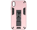 Stand Shockproof Telefoonhoesje - Magnetic Stand Hard Case - Grip Stand Back Cover - Backcover Hoesje voor iPhone X - iPhone Xs - Roze