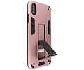 Stand Shockproof Telefoonhoesje - Magnetic Stand Hard Case - Grip Stand Back Cover - Backcover Hoesje voor iPhone X - iPhone Xs - Roze