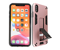 Stand Shockproof Telefoonhoesje - Magnetic Stand Hard Case - Grip Stand Back Cover - Backcover Hoesje voor iPhone X - iPhone Xs - Roze