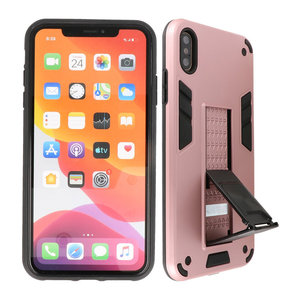 Stand Shockproof Telefoonhoesje - Magnetic Stand Hard Case - Grip Stand Back Cover - Backcover Hoesje voor iPhone X - iPhone Xs - Roze