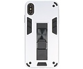 BAOHU Hoesje met Magnetic Stand Hard Case Geschikt voor de iPhone Xs Max - Stand Shockproof Telefoonhoesje - Grip Stand Back Cover - Zilver