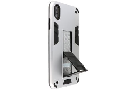 BAOHU Hoesje met Magnetic Stand Hard Case Geschikt voor de iPhone Xs Max - Stand Shockproof Telefoonhoesje - Grip Stand Back Cover - Zilver