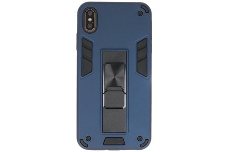 BAOHU Hoesje met Magnetic Stand Hard Case Geschikt voor de iPhone Xs Max - Stand Shockproof Telefoonhoesje - Grip Stand Back Cover - Navy