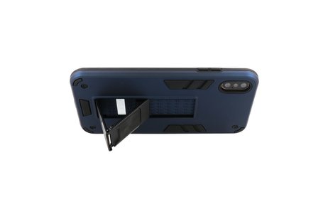 Stand Shockproof Telefoonhoesje - Magnetic Stand Hard Case - Grip Stand Back Cover - Backcover Hoesje voor iPhone Xs Max - Navy