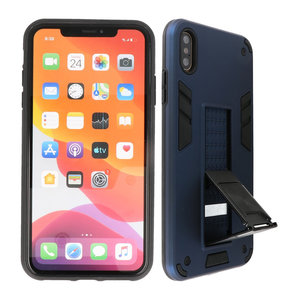 BAOHU Hoesje met Magnetic Stand Hard Case Geschikt voor de iPhone Xs Max - Stand Shockproof Telefoonhoesje - Grip Stand Back Cover - Navy