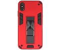 Stand Shockproof Telefoonhoesje - Magnetic Stand Hard Case - Grip Stand Back Cover - Backcover Hoesje voor iPhone Xs Max - Rood