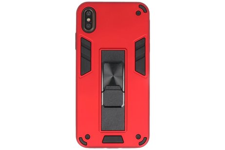 Stand Shockproof Telefoonhoesje - Magnetic Stand Hard Case - Grip Stand Back Cover - Backcover Hoesje voor iPhone Xs Max - Rood