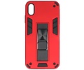 Stand Shockproof Telefoonhoesje - Magnetic Stand Hard Case - Grip Stand Back Cover - Backcover Hoesje voor iPhone Xs Max - Rood