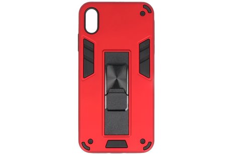 Stand Shockproof Telefoonhoesje - Magnetic Stand Hard Case - Grip Stand Back Cover - Backcover Hoesje voor iPhone Xs Max - Rood