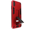 Stand Shockproof Telefoonhoesje - Magnetic Stand Hard Case - Grip Stand Back Cover - Backcover Hoesje voor iPhone Xs Max - Rood