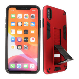 Stand Shockproof Telefoonhoesje - Magnetic Stand Hard Case - Grip Stand Back Cover - Backcover Hoesje voor iPhone Xs Max - Rood