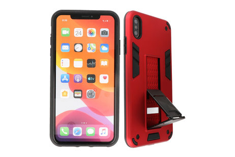 Stand Shockproof Telefoonhoesje - Magnetic Stand Hard Case - Grip Stand Back Cover - Backcover Hoesje voor iPhone Xs Max - Rood