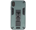 Stand Shockproof Telefoonhoesje - Magnetic Stand Hard Case - Grip Stand Back Cover - Backcover Hoesje voor iPhone Xs Max - Donker Groen