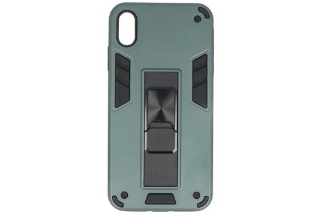 BAOHU Hoesje met Magnetic Stand Hard Case Geschikt voor de iPhone Xs Max - Stand Shockproof Telefoonhoesje - Grip Stand Back Cover - Donker Groen