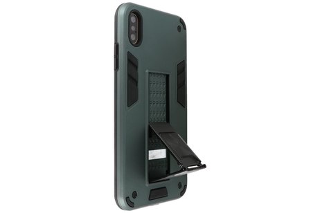 BAOHU Hoesje met Magnetic Stand Hard Case Geschikt voor de iPhone Xs Max - Stand Shockproof Telefoonhoesje - Grip Stand Back Cover - Donker Groen