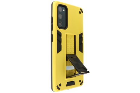Hoesje met Magnetic Stand Hard Case Geschikt voor de Samsung Galaxy S20 FE - Stand Shockproof Telefoonhoesje - Grip Stand Back Cover - Geel