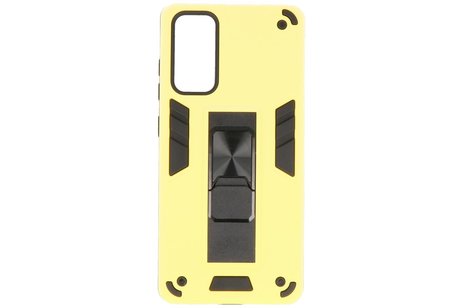 BAOHU Hoesje met Magnetic Stand Hard Case Geschikt voor de Samsung Galaxy S20 FE - Stand Shockproof Telefoonhoesje - Grip Stand Back Cover - Geel