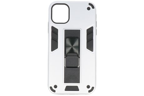 Stand Shockproof Telefoonhoesje - Magnetic Stand Hard Case - Grip Stand Back Cover - Backcover Hoesje voor iPhone 11 - Zilver