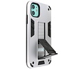 Stand Shockproof Telefoonhoesje - Magnetic Stand Hard Case - Grip Stand Back Cover - Backcover Hoesje voor iPhone 11 - Zilver