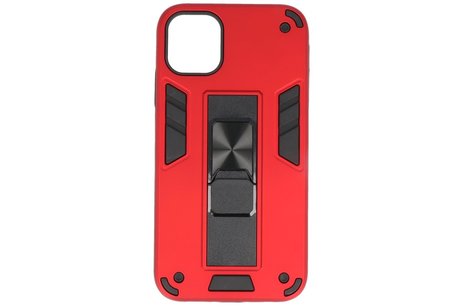 Stand Shockproof Telefoonhoesje - Magnetic Stand Hard Case - Grip Stand Back Cover - Backcover Hoesje voor iPhone 11 - Rood