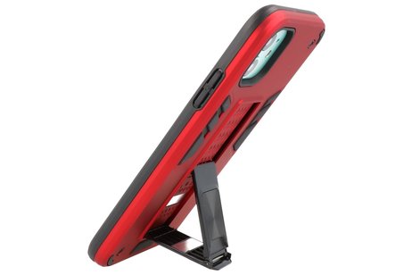 Stand Shockproof Telefoonhoesje - Magnetic Stand Hard Case - Grip Stand Back Cover - Backcover Hoesje voor iPhone 11 - Rood