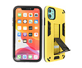 Stand Shockproof Telefoonhoesje - Magnetic Stand Hard Case - Grip Stand Back Cover - Backcover Hoesje voor iPhone 11 - Geel