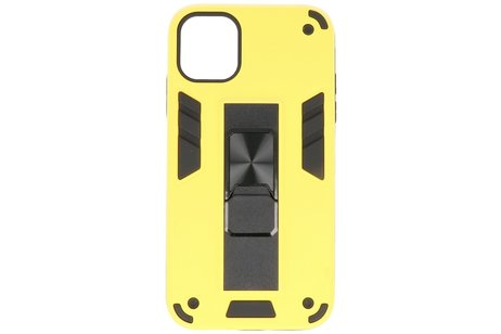 Stand Shockproof Telefoonhoesje - Magnetic Stand Hard Case - Grip Stand Back Cover - Backcover Hoesje voor iPhone 11 - Geel