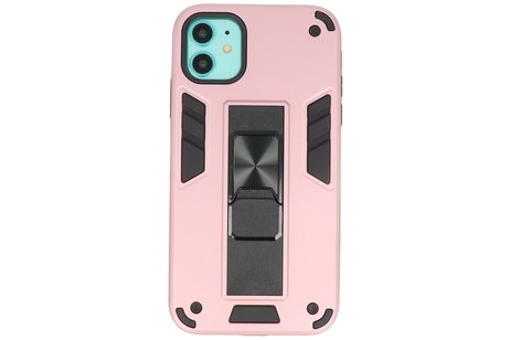 Stand Shockproof Telefoonhoesje - Magnetic Stand Hard Case - Grip Stand Back Cover - Backcover Hoesje voor iPhone 11 - Roze