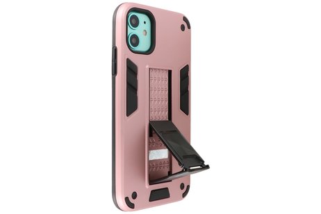Stand Shockproof Telefoonhoesje - Magnetic Stand Hard Case - Grip Stand Back Cover - Backcover Hoesje voor iPhone 11 - Roze