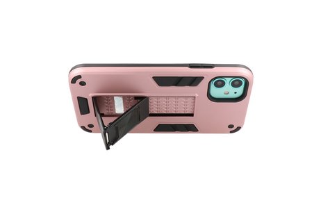 Stand Shockproof Telefoonhoesje - Magnetic Stand Hard Case - Grip Stand Back Cover - Backcover Hoesje voor iPhone 11 - Roze