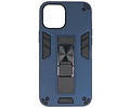 Stand Shockproof Telefoonhoesje - Magnetic Stand Hard Case - Grip Stand Back Cover - Backcover Hoesje voor iPhone 12 Mini - Navy