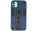 Stand Shockproof Telefoonhoesje - Magnetic Stand Hard Case - Grip Stand Back Cover - Backcover Hoesje voor iPhone 12 Mini - Navy