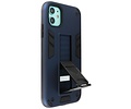 BAOHU Hoesje met Magnetic Stand Hard Case Geschikt voor de iPhone 12 Mini - Stand Shockproof Telefoonhoesje - Grip Stand Back Cover - Navy