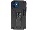 Stand Shockproof Telefoonhoesje - Magnetic Stand Hard Case - Grip Stand Back Cover - Backcover Hoesje voor iPhone 12 Mini - Zwart