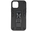 Stand Shockproof Telefoonhoesje - Magnetic Stand Hard Case - Grip Stand Back Cover - Backcover Hoesje voor iPhone 12 Mini - Zwart