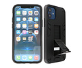 Stand Shockproof Telefoonhoesje - Magnetic Stand Hard Case - Grip Stand Back Cover - Backcover Hoesje voor iPhone 12 Mini - Zwart